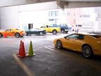 Lotus cars in parking garage