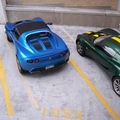 Lotus cars in parking garage